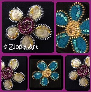 Zipply Art Daisy Flower Needle Felted Brooch/Art Pattern