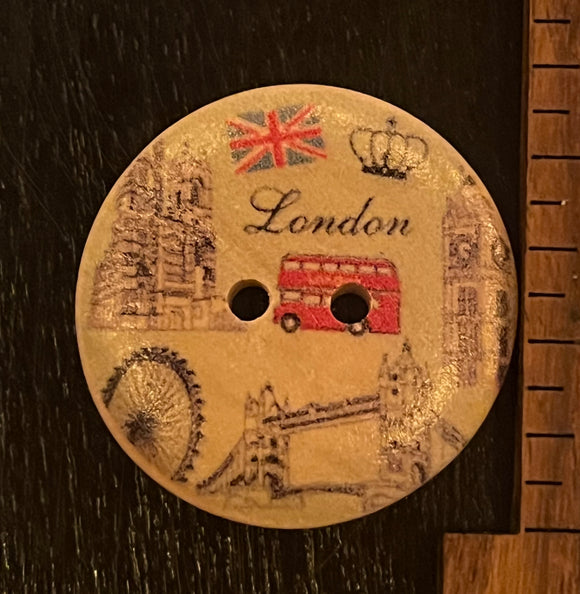 1 1/4 Inch Wood Button London Bridge, 2 hole design