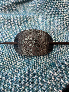 Embossed Leather Shawl Pin in Green