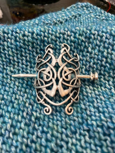 Filigreed Shield  Metal Shawl Pin