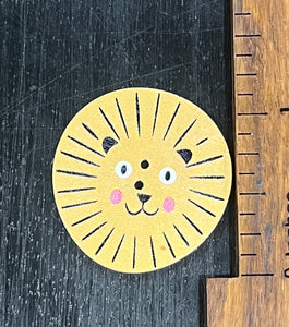 1 inch, Lion Face, 2 hole Wood Button