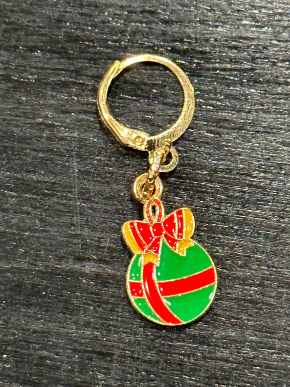 Gold, Red and Green Enamle Christmas Tree Ornament Stitch Marker