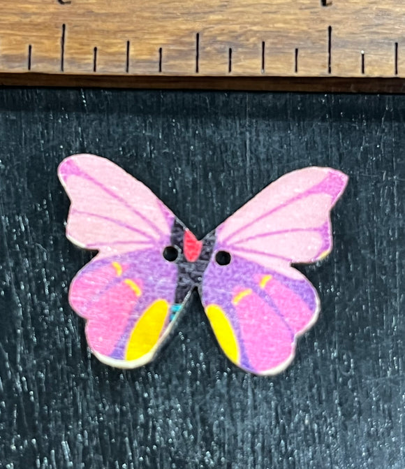 1 1/8 inch Wooden Butterfly Button
