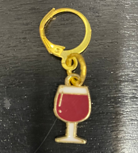 Glass of Red Wine Stitch Marker