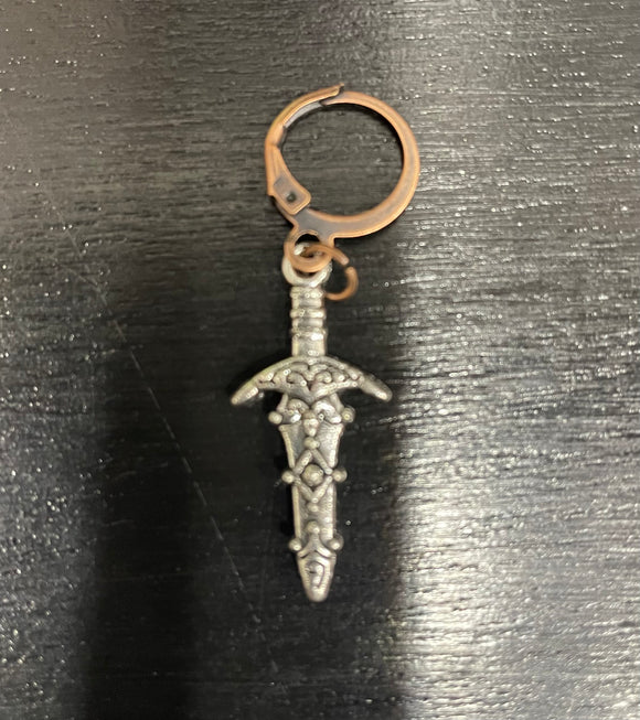 Silver Dagger with bronze Clasp Stitch Marker