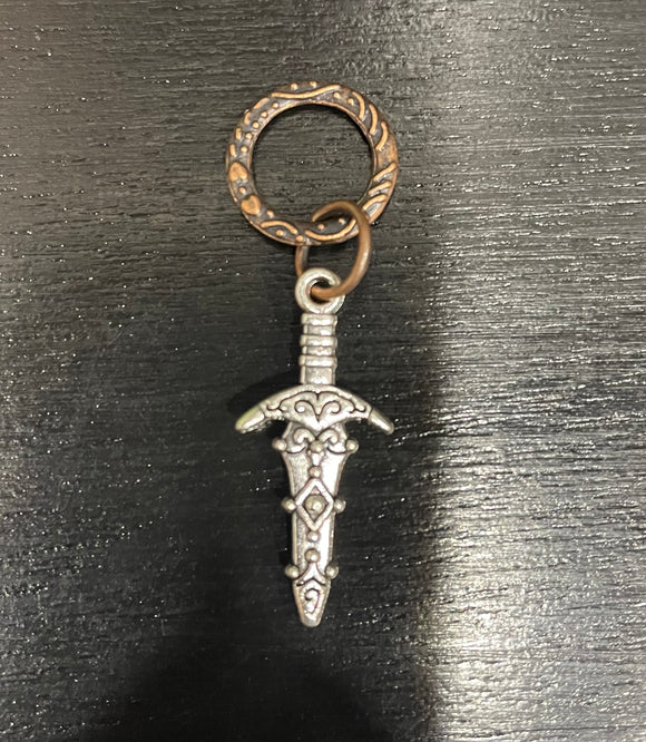 Silver Dagger with bronze Ring Stitch Marker