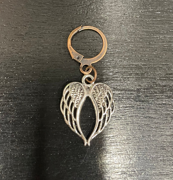 Silver Angel Wings Stich Marker with bronze Clasp