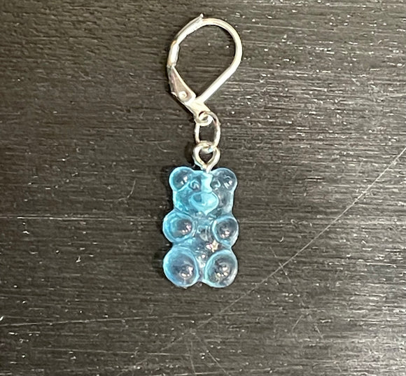 Silver & Turquoise Resin Open Ring Gummy Bear Stitch Marker