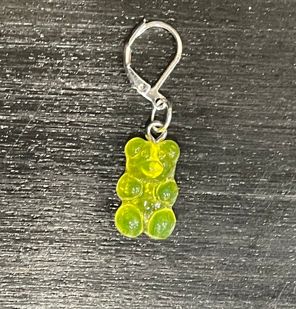 Silver & Yellow Resin Open Ring Gummy Bear Stitch Marker