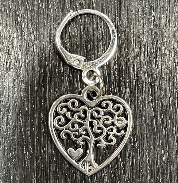 Silver Tree with heart outline Stitch Marker