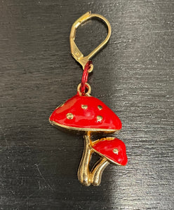 Red and Gold Mushroom Stitch Marker