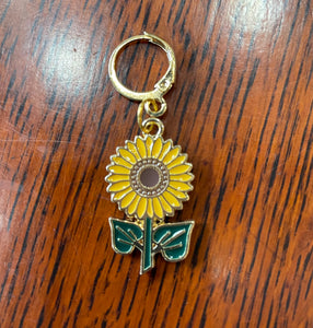 Gold Enamle Sunflower Stitch Marker