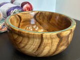 Signed Mimosa and Turquoise Large Hand Turned Wood Yarn Bowl by Morse Craig