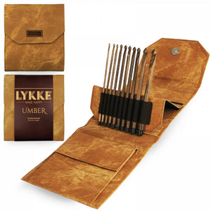 LYKKE CRAFTS Umber 6" Crochet Hooks Set Tan Fabric Case