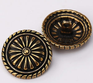 Bronze Antiqued MEtal Shank Backed Button 15mm Dia.