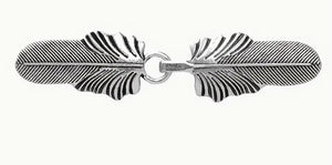 Silver Double Shawl Clasp Vintage Feather