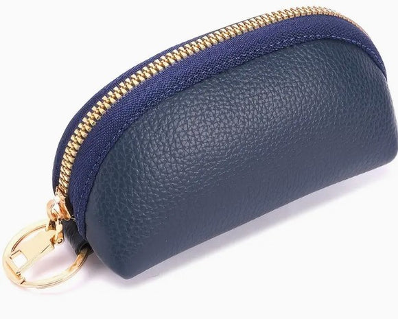 Small Leather Accessory Bag  - Blue