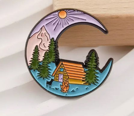 Crescent Moon camping themed Pin