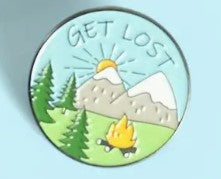 'Get Lost' camping themed Pin