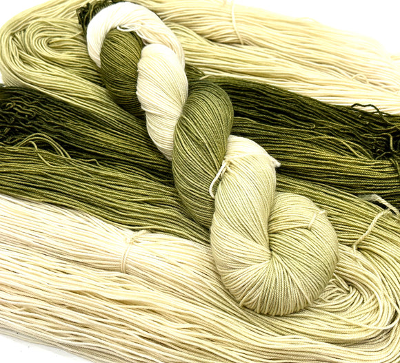 Seriously Sock in ombre color, Olive Branch by Hot Springs Fiber Co.