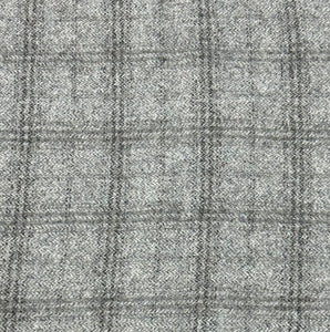 Gray Plaid Washed 100% Wool Fabric Fulled Fat Quarter