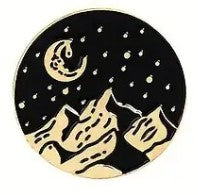 Stars and Moon and Mountain camping themed Pin