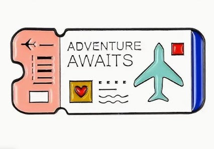 'Adventure Awaits' pink camping themed Pin