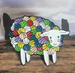 Multi-colored Yarn Balls Sheep Pin