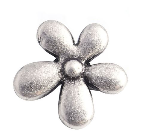 3/4 inch Silver 5 petal flower button with triple shank back (shiny finish)