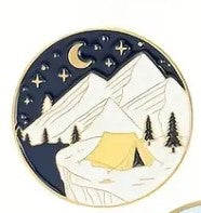Tent, Moon, and Stars camping themed Pin