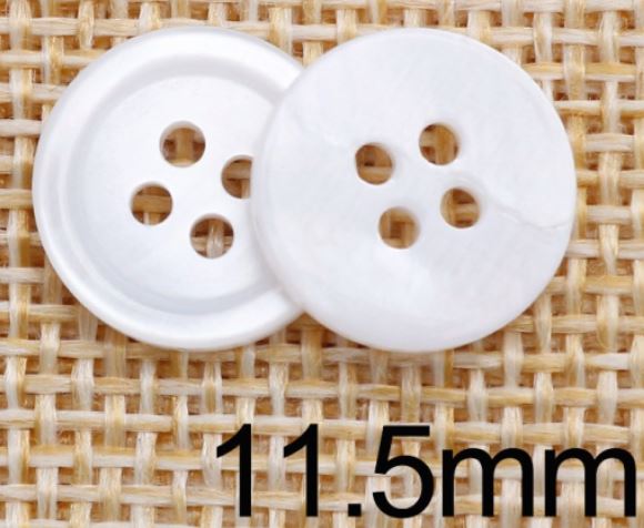 11.5 mm Natural Shell Button in white