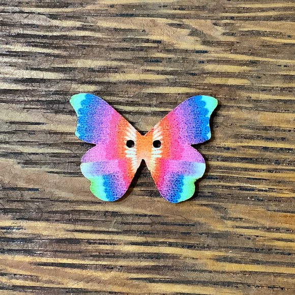 1 1/8 Inch Wood Butterfly Button with 2 holes