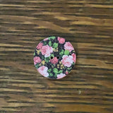 3/4 inch round, wooden, two hole button. White with printed picture.