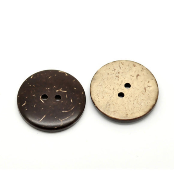 1 Inch Two Hole Round Button. Made Of Coconut Shell