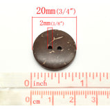 3/4 Inch Two Hole Round Button Made Of Coconut Shell