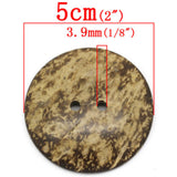 2 Inch Two Hole Round Button. Made Of Coconut Shell