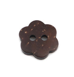 3/8 Inch Two Hole Round Button with Flower. Made Of Coconut Shell