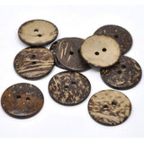 1 1/2 Inch Two Hole Round Button. Made Of Coconut Shell