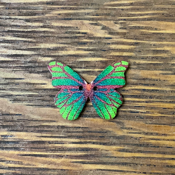 1 1/8 Inch Wood Butterfly Button with 2 holes
