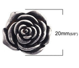 3/4 Inch Shank Back Antiqued Silver Rose Button