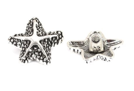 7/8 Inch Shank Back Antiqued Silver Starfish Button