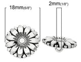 3/4 Inch Sewing Shank Buttons Sunflower Silver Tone Antique Silver