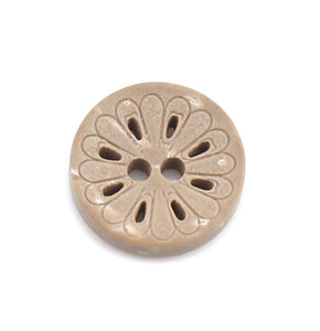 1/2 Inch Two Hole Round Button with Carved Filigree Flower Made Of Coconut Shell