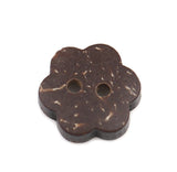 3/8 Inch Two Hole Round Button with Flower. Made Of Coconut Shell