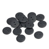 1 Inch round, two hole disk button made of Resin. Black
