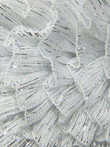 TincelTown Ruffle Ribbon Yarn with a sparkle White with Silver