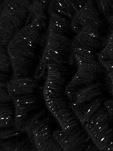 TincelTown Ruffle Ribbon Yarn con un brillo negro sobre negro 