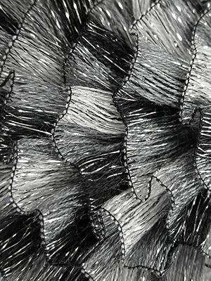 Silver Ruffle Ribon TincelTown Ruffle Ribbon Yarn Black, Gray, White with silver Sparkle ...