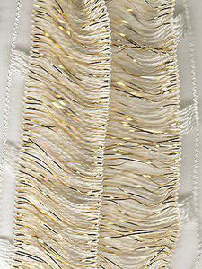 TincelTown Ruffle Ribbon Yarn White with gold Sparklel