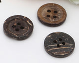 5/8 Inch Four Hole, Round Button. Made Of Coconut Shell.